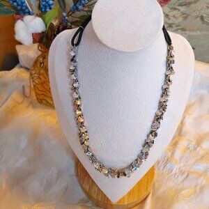 3/$30 Retro Boho Wavy Metal MultiSilver Tone Shiny Disc Necklace Women Jewelry